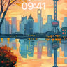 Crimson Skyline Wallpaper with Reflections of Light wallpaper for iPhone, iPad & Mac
