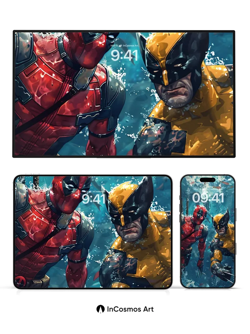 Underwater Clash Wallpaper with Marvel Heroes