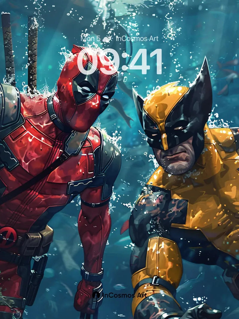 Underwater Clash Wallpaper with Marvel Heroes