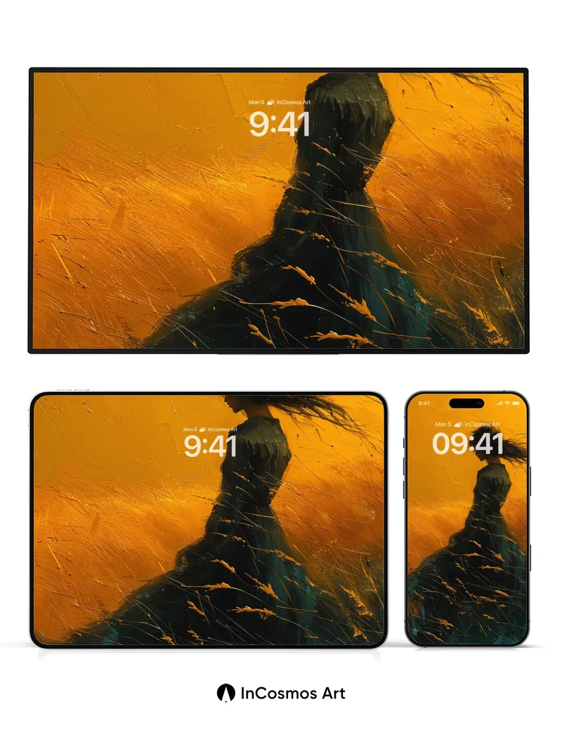 Golden Wind Wallpaper with Shadowed Grace