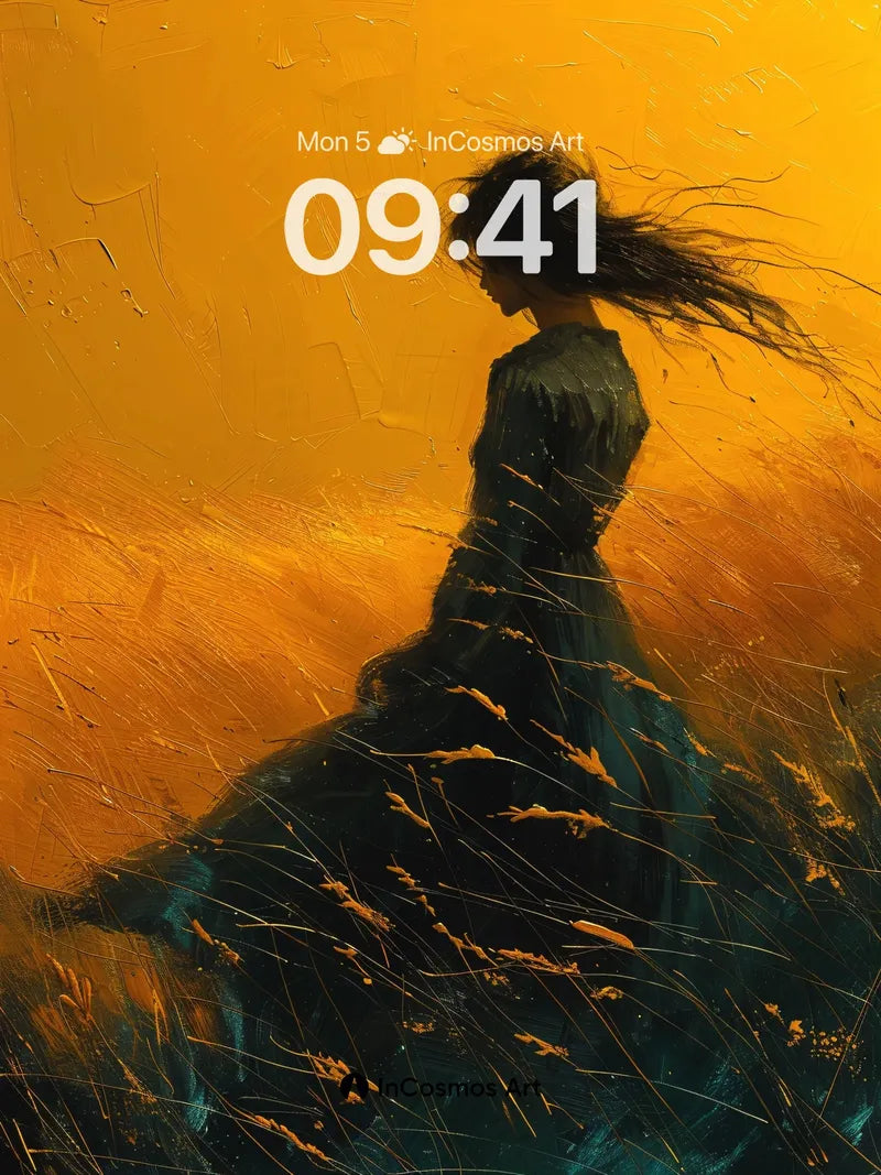 Golden Wind Wallpaper with Shadowed Grace