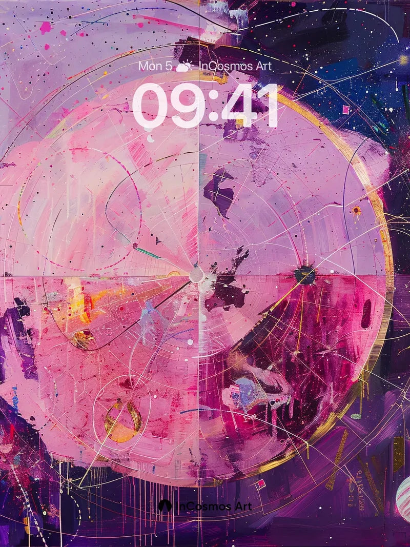 Cosmic Pulse Wallpaper with Floating Orbs