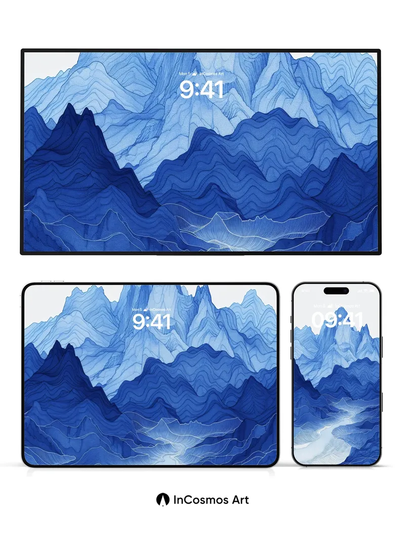 Cobalt Reverie Wallpaper with Whispering Peaks