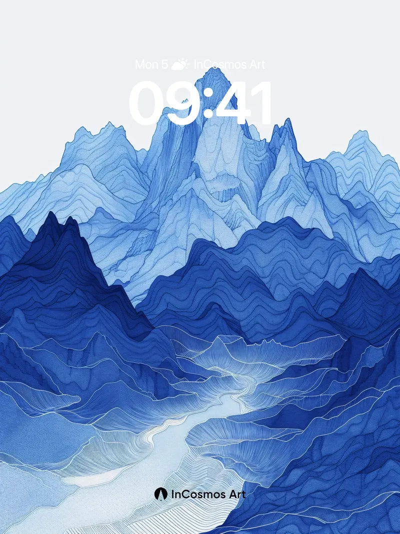 Cobalt Reverie Wallpaper with Whispering Peaks