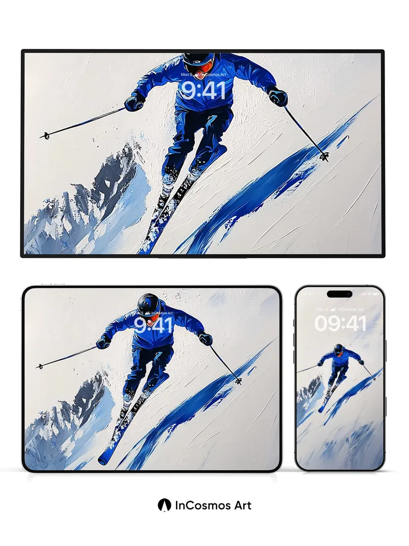 Crisp Descent Wallpaper with Alpine Brushwork