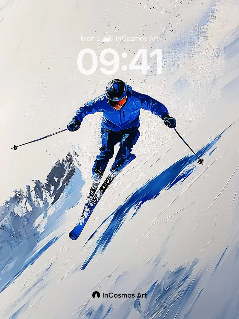 Crisp Descent Wallpaper with Alpine Brushwork