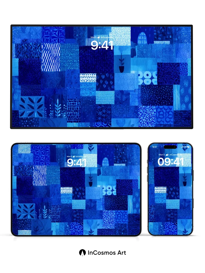 Indigo Tapestry Wallpaper with Hidden Patterns