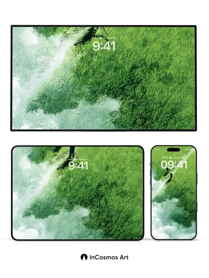 Serenity Path Wallpaper with Rice Field Echoes