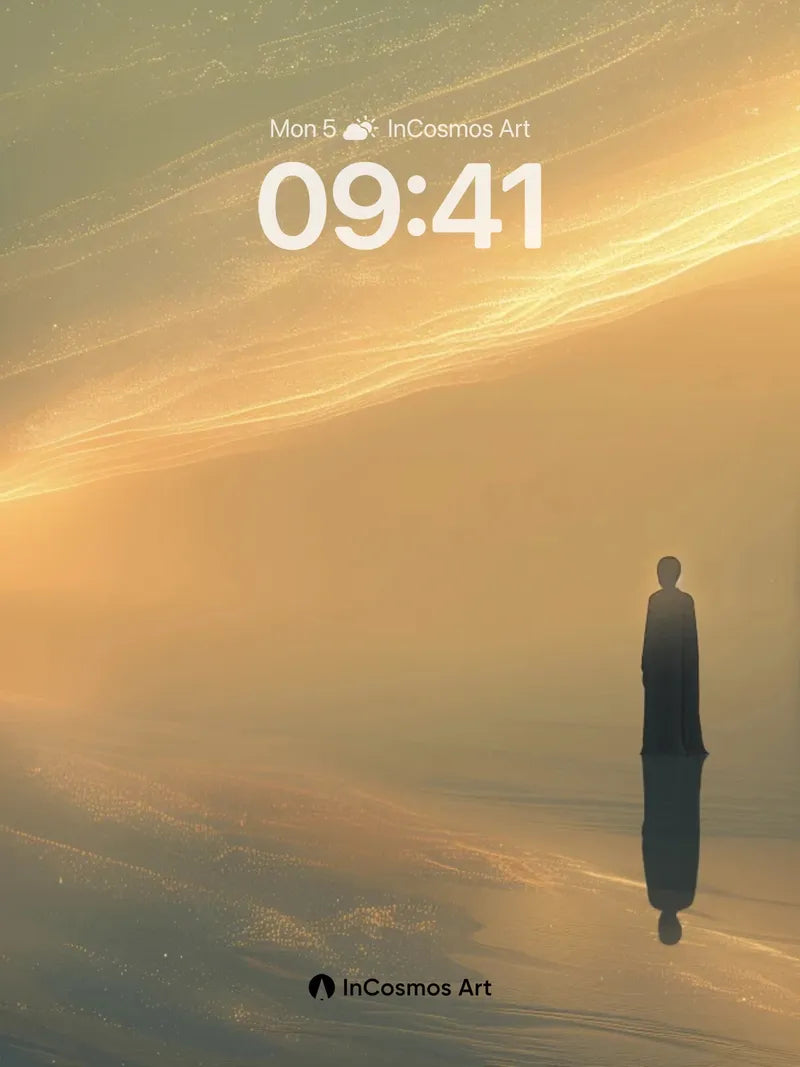 Serenity Horizon Wallpaper with Golden Mist