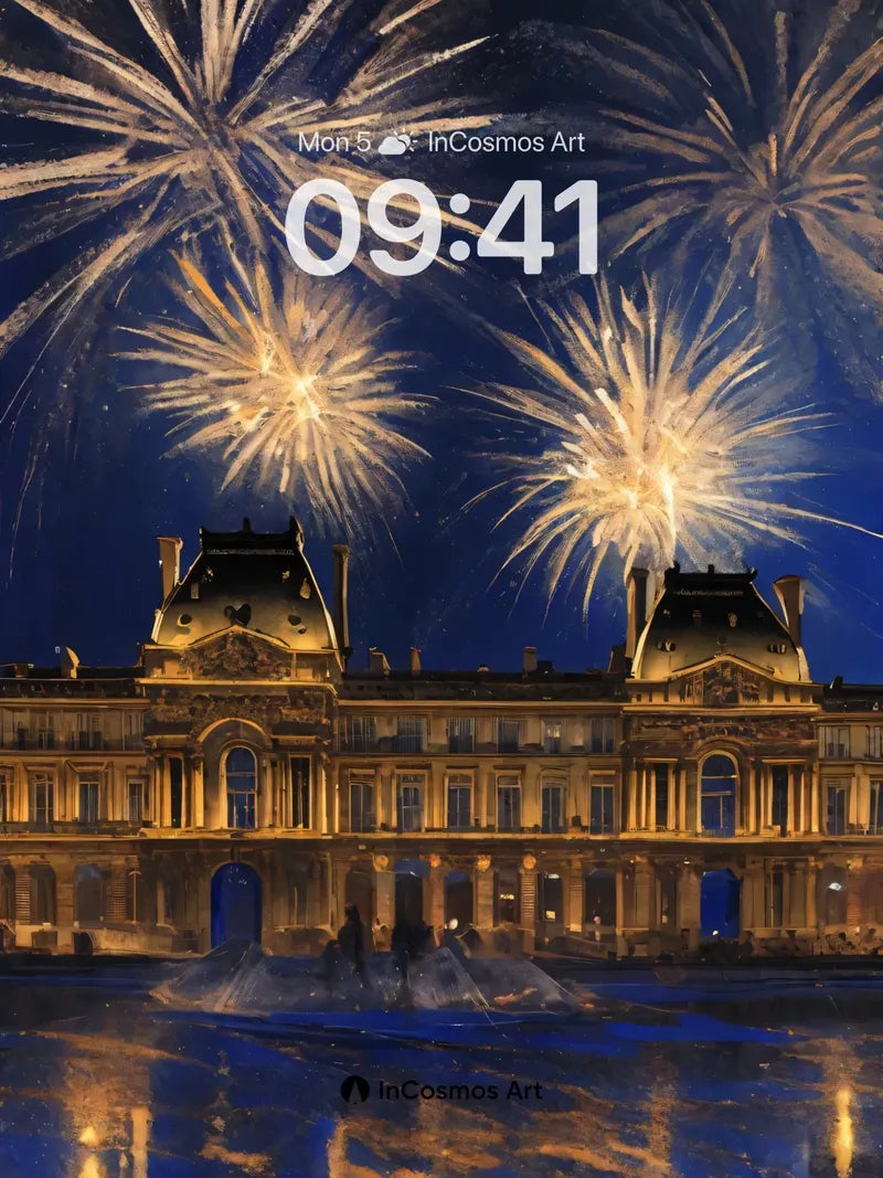 Golden Reverie Wallpaper with Firework Reflections