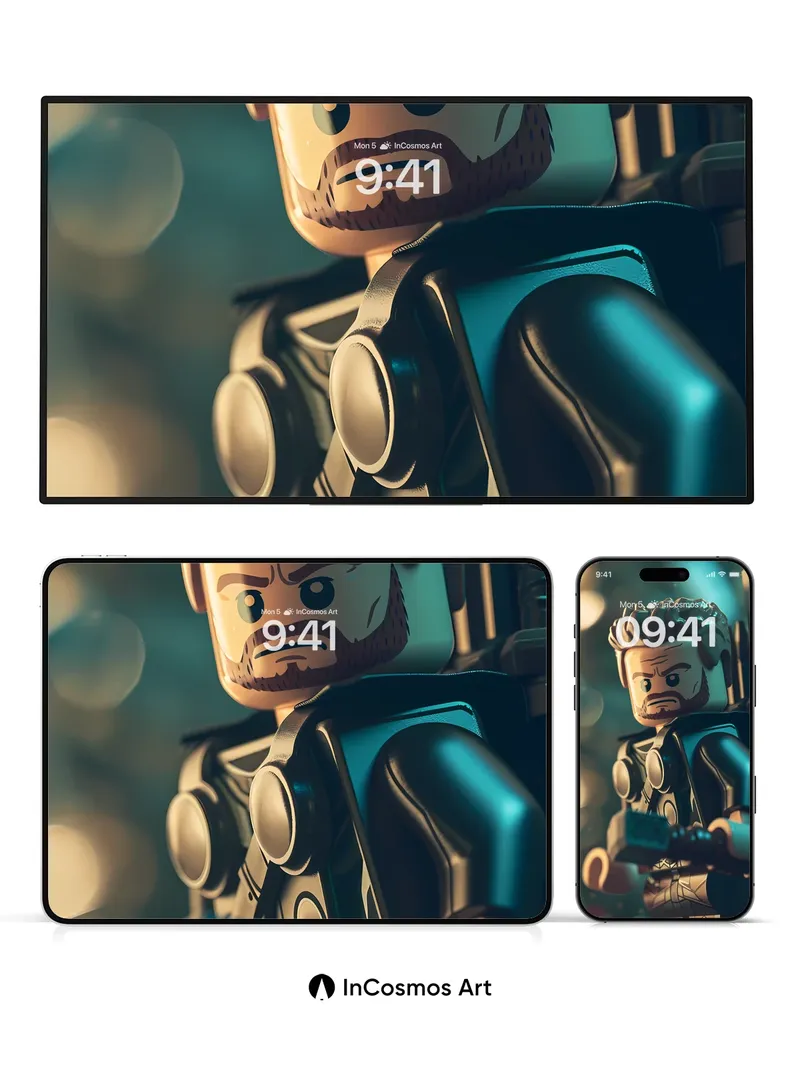 Thunder-Forged Warrior Wallpaper with LEGO Armor