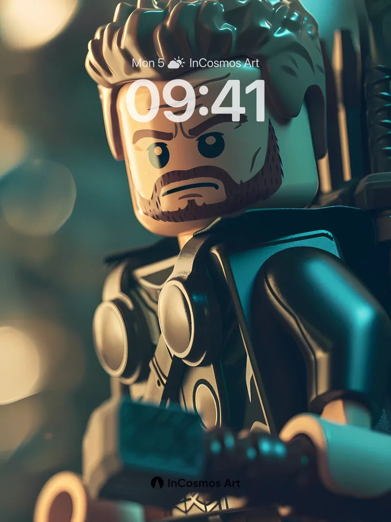 Thunder-Forged Warrior Wallpaper with LEGO Armor