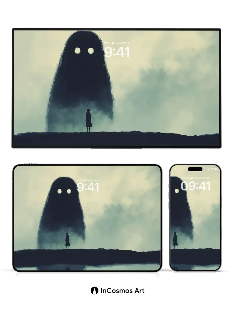 Silent Watcher Wallpaper with Misty Gaze