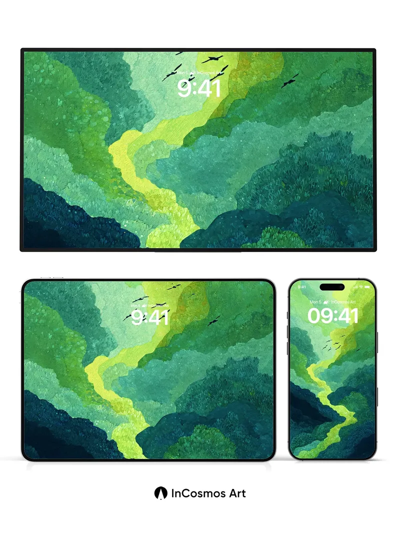 Emerald Vein Wallpaper with Soaring Shadows