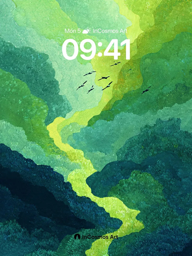 Emerald Vein Wallpaper with Soaring Shadows