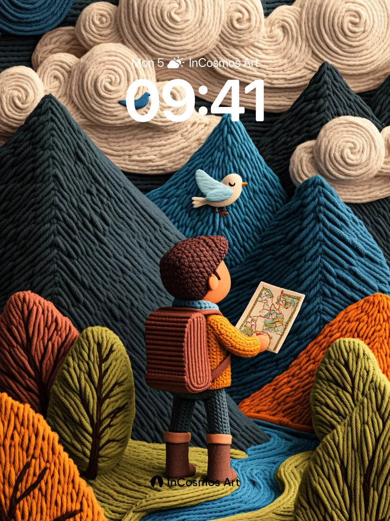 Knitted Wonder Wallpaper with Mountain Path
