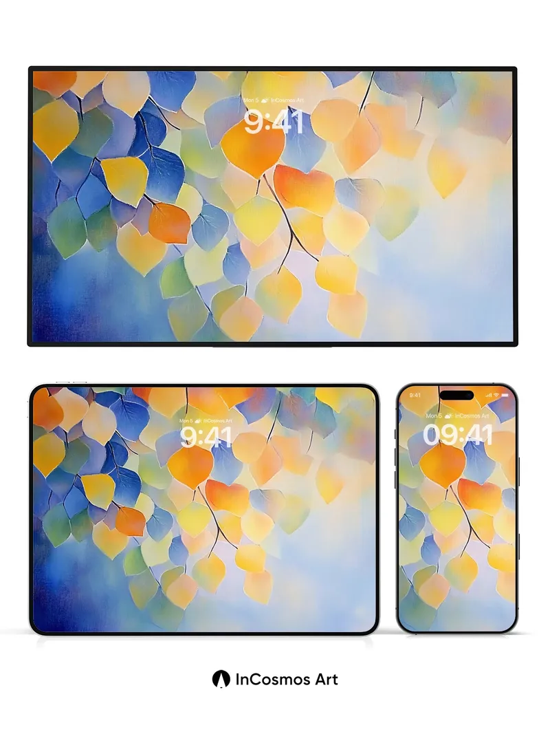 Luminous Leaf Canopy Wallpaper with Ethereal Light