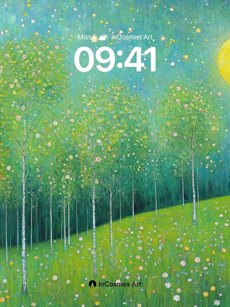 Luminous Grove Wallpaper with Moonlit Whispers