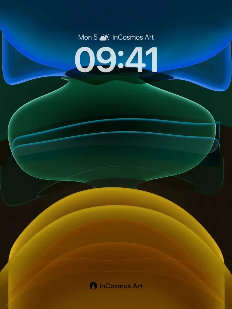 Liquid Neon Wallpaper with Floating Forms