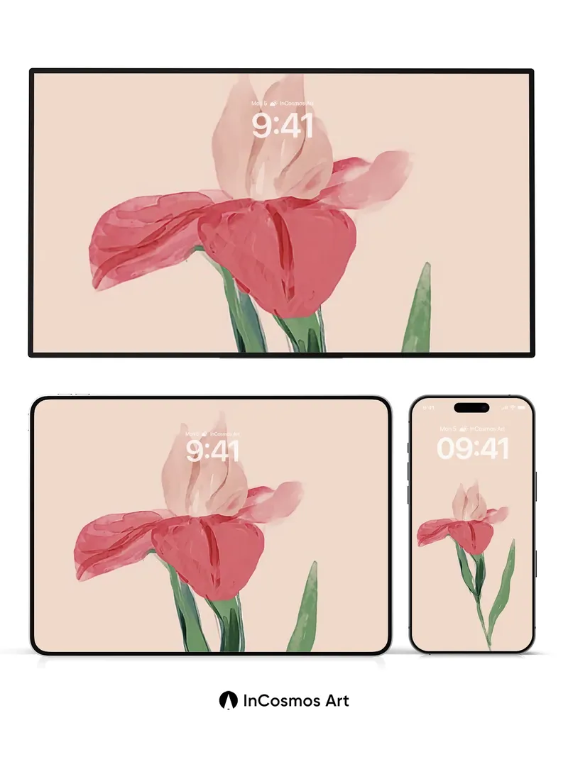 Soft Hush Iris Wallpaper with Watercolor Breath