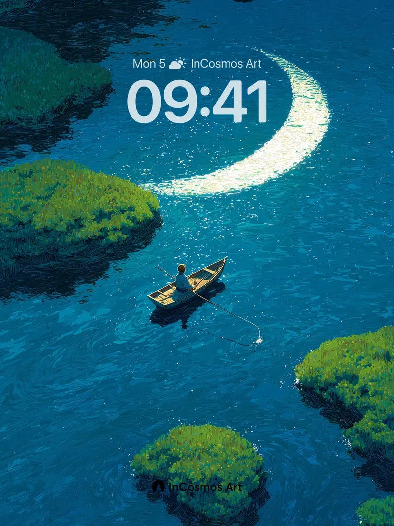 Serene Moonlight Wallpaper with Floating Islands wallpaper for iPhone, iPad & Mac