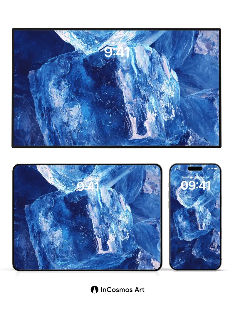 Cryo Luminescence Wallpaper with Frozen Geometry