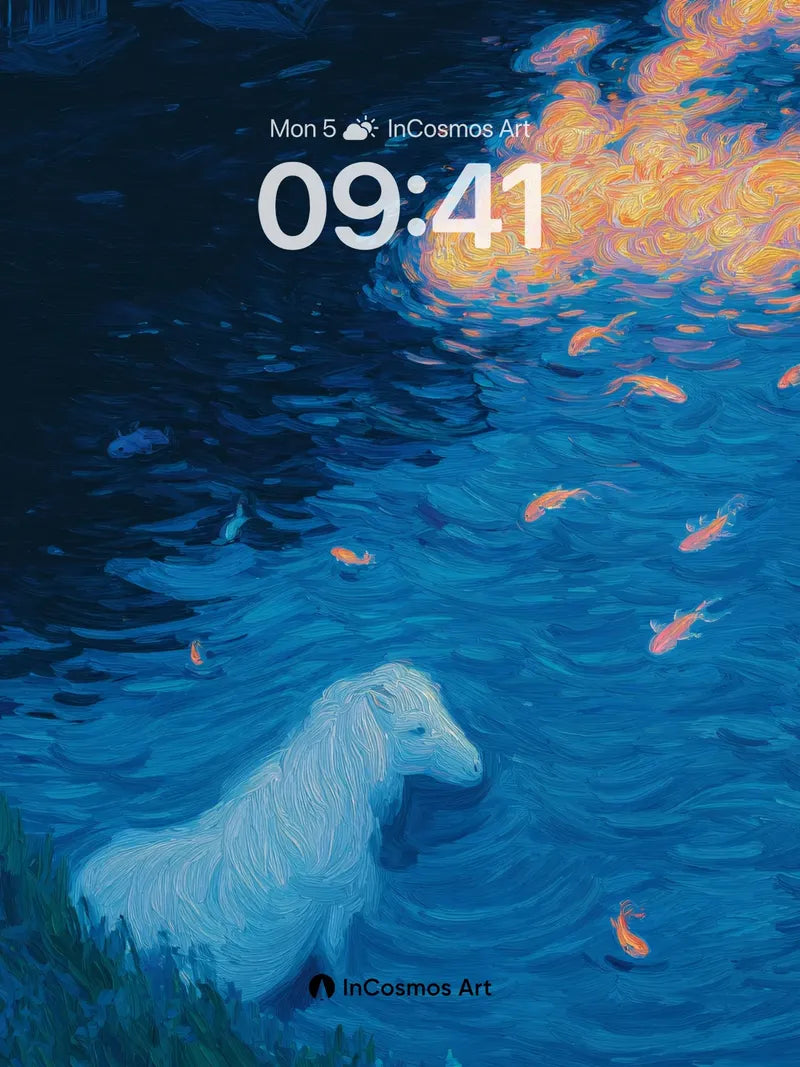 Luminous Depths Wallpaper with Floating Koi