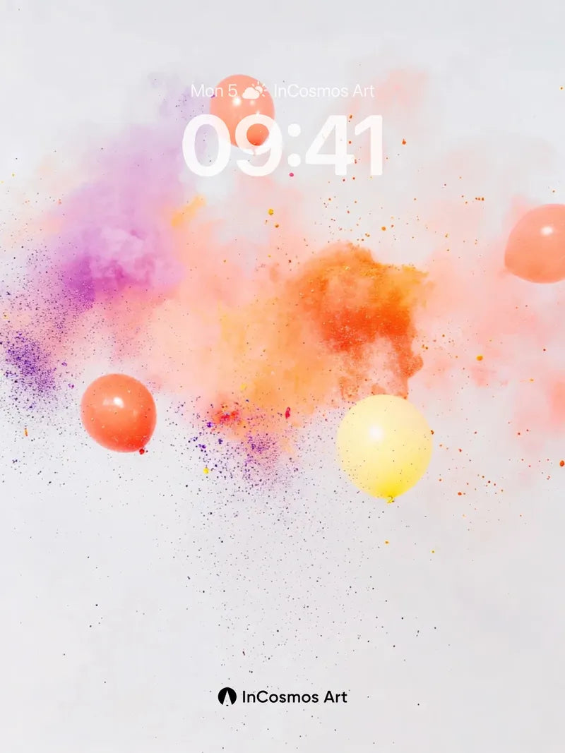 Floating Color Burst Wallpaper with Balloon Whispers