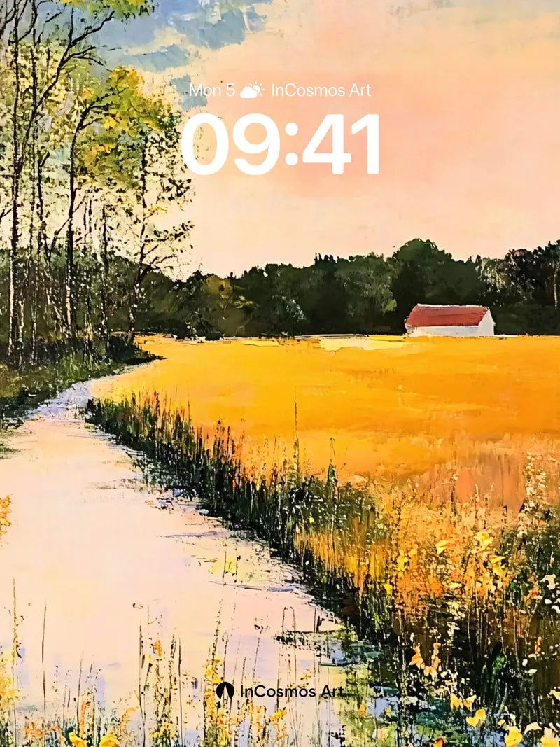 Golden Hour Pathway Wallpaper with Whispering Fields