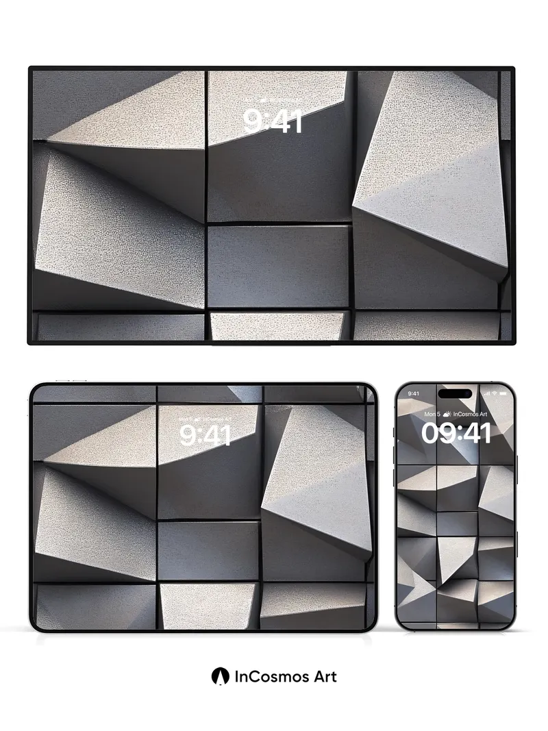 Futuristic Facet Wallpaper with Metallic Depth