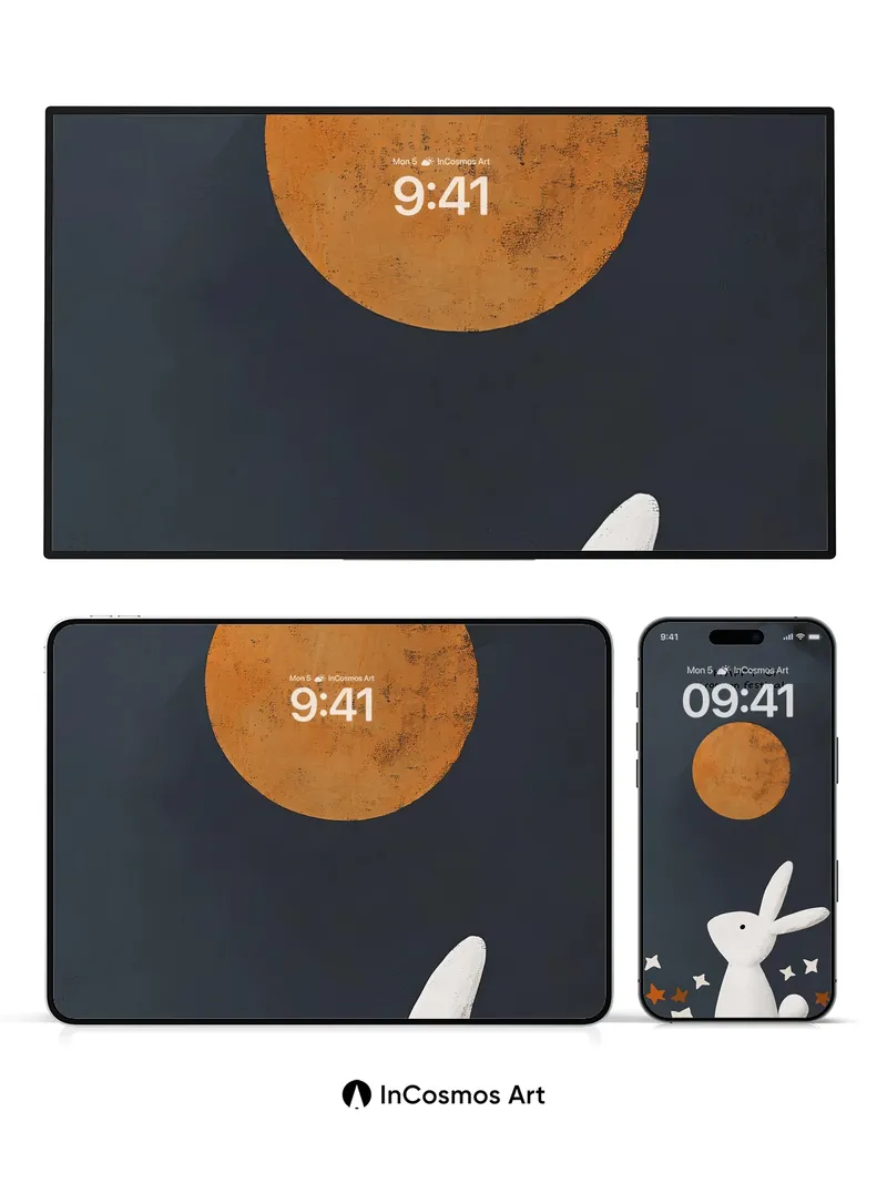 Midnight Hare Wallpaper with Celestial Glow