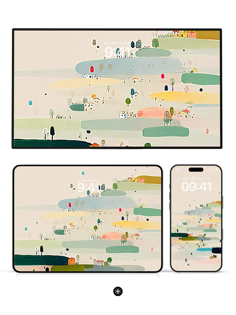 Abstract Pastel Landscape Wallpaper 4K for iPhone Lock Screen