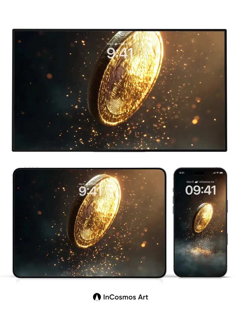 Golden Spin Wallpaper with Cosmic Dust