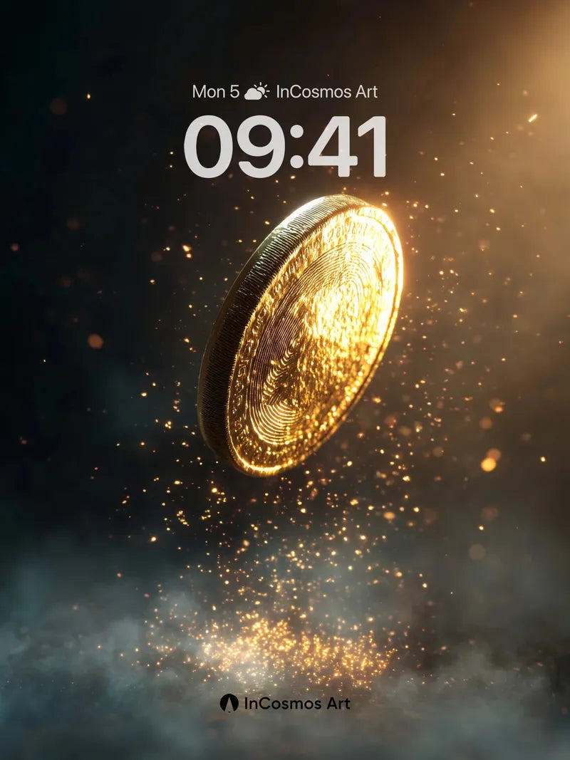 Golden Spin Wallpaper with Cosmic Dust
