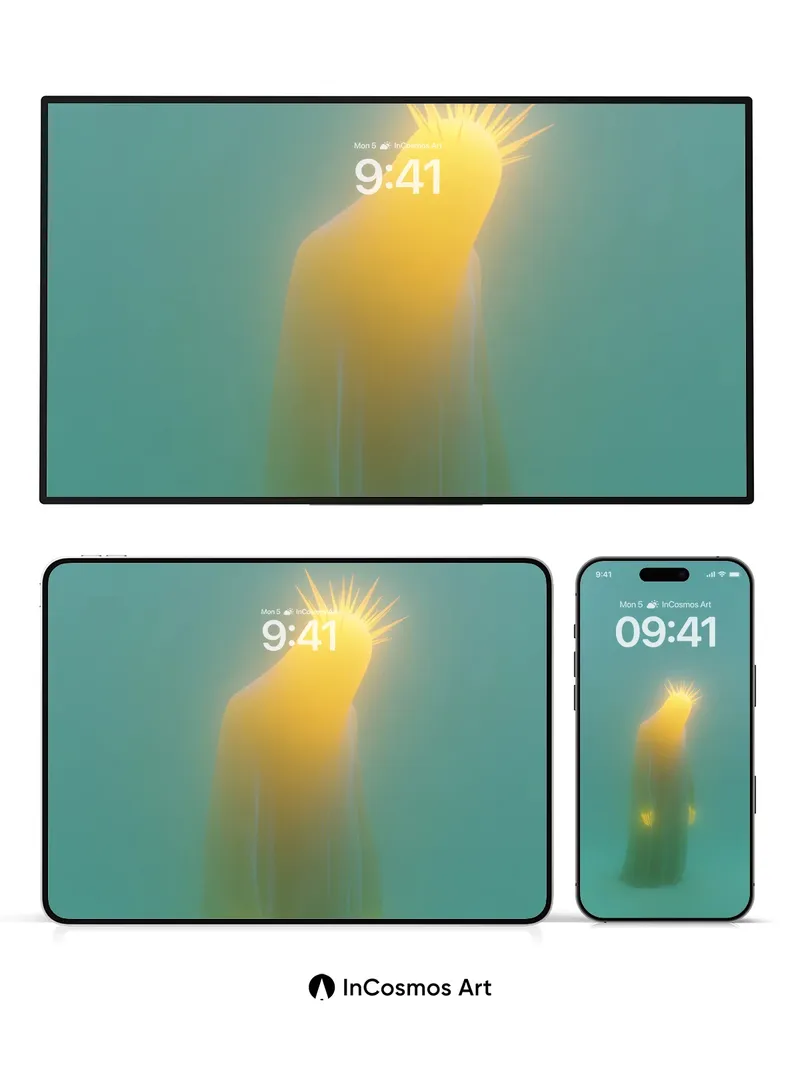 Luminous Veil Wallpaper with Celestial Crown