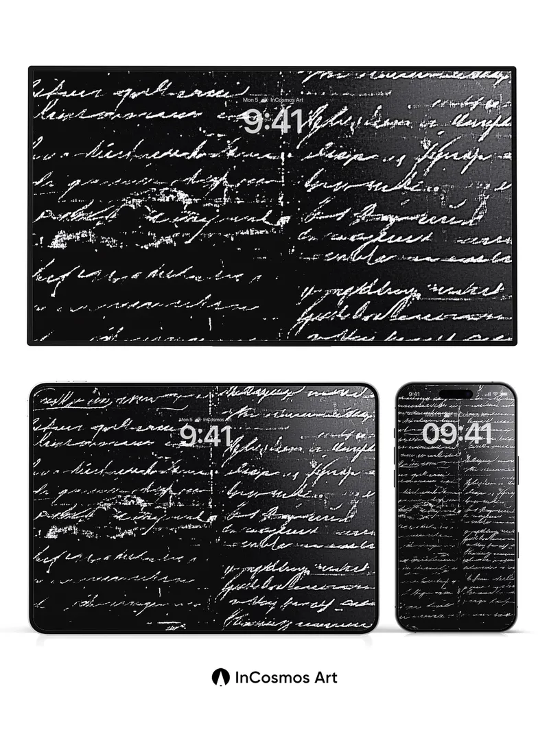 Whispered Ink Wallpaper with Frayed Edges