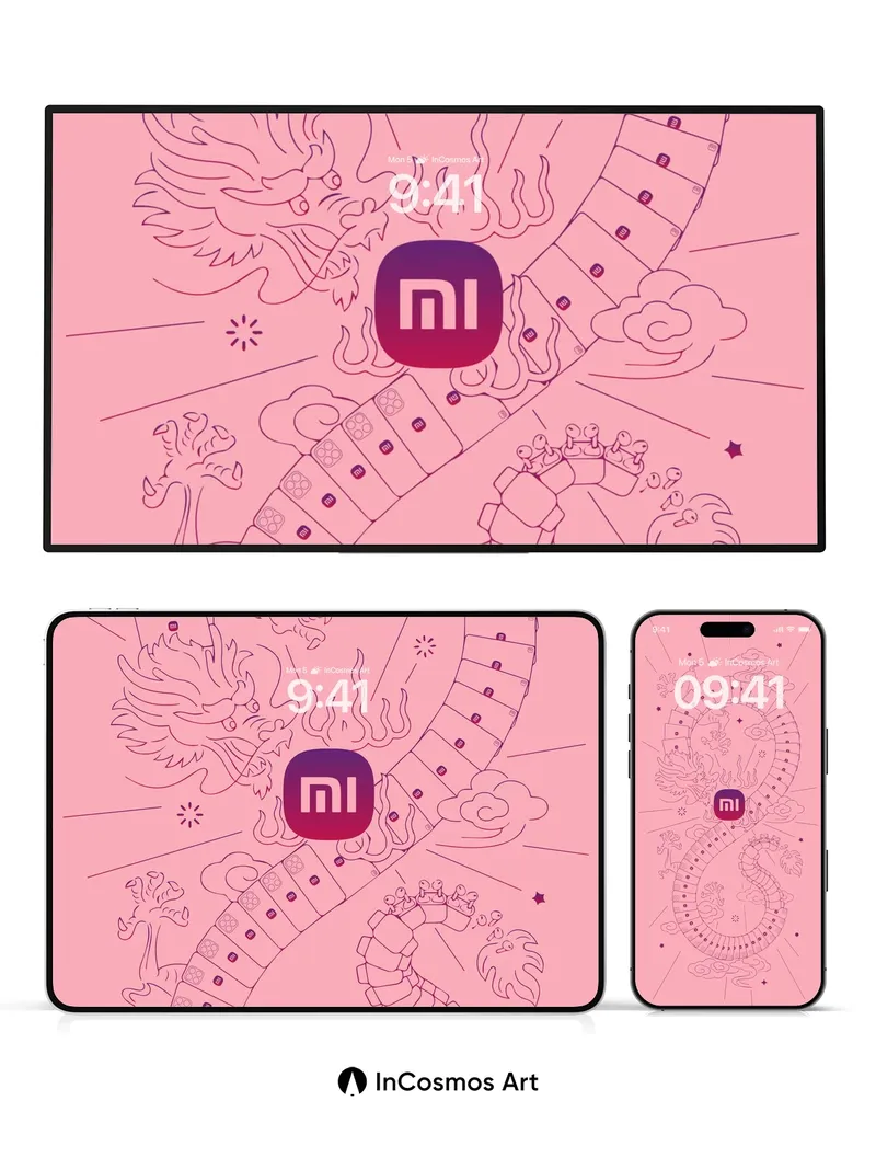 Dragon Spiral Wallpaper with Xiaomi Logo