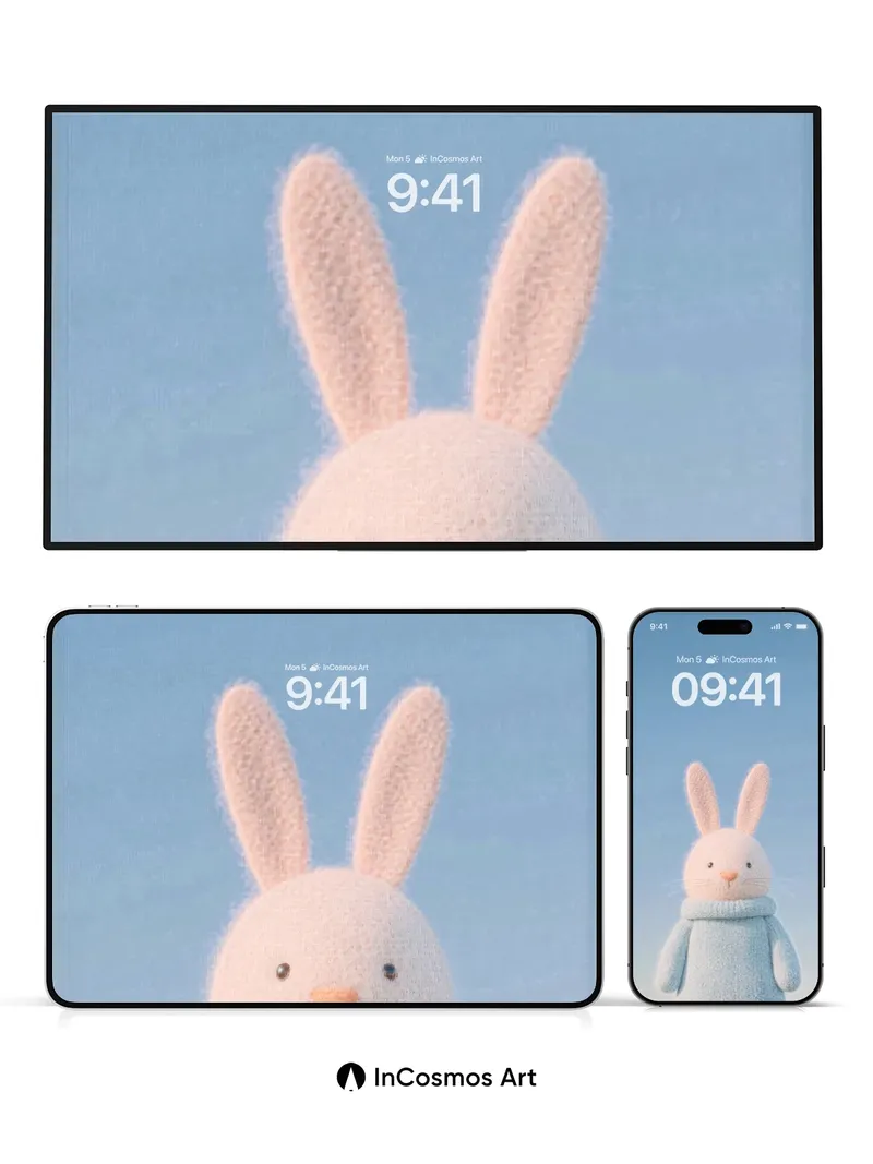 Soft Hush Rabbit Wallpaper with Knit Warmth