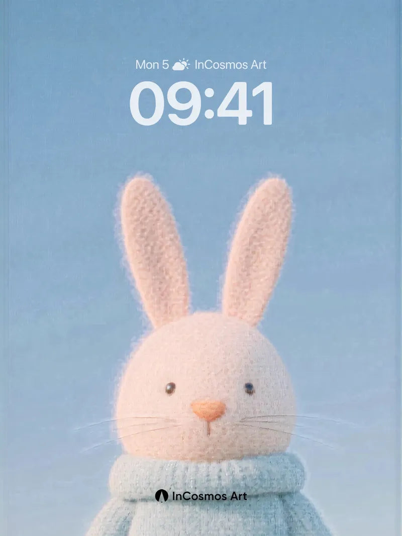 Soft Hush Rabbit Wallpaper with Knit Warmth