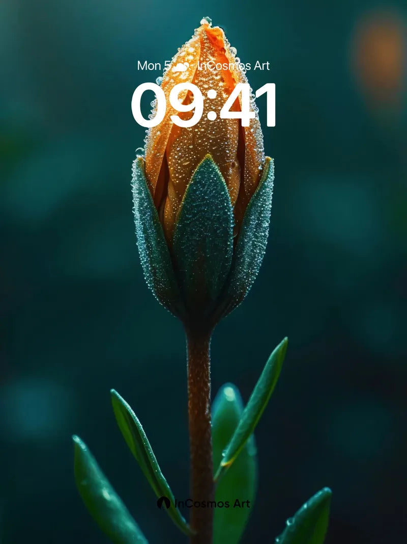 Emerald Hush Wallpaper with Dew-Kissed Petals