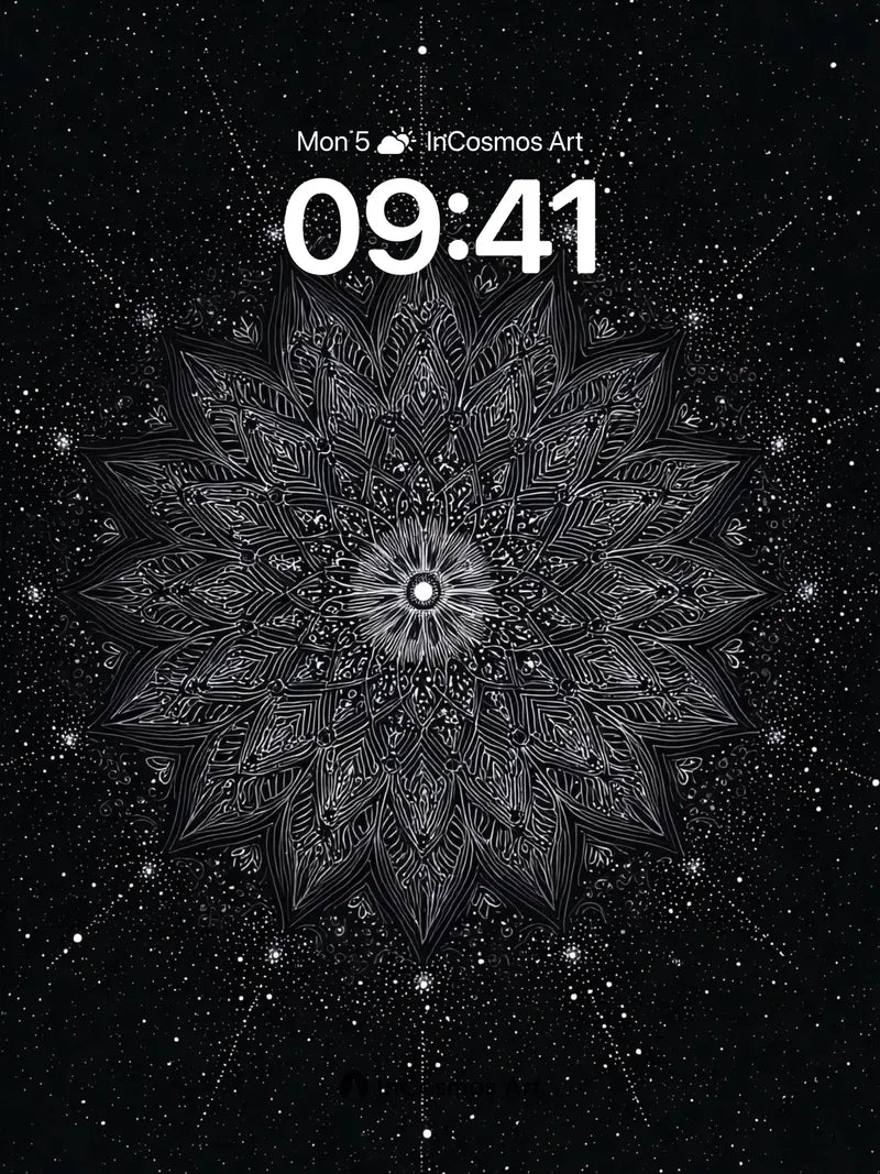 Cosmic Mandala Wallpaper with Starlight Veins