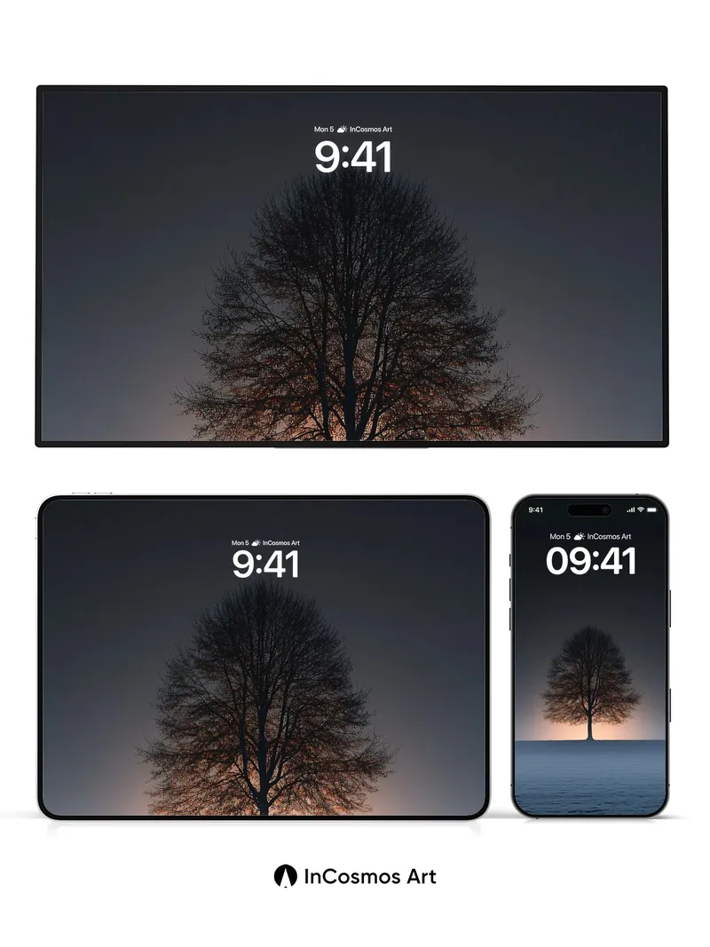 Solitary Ember Wallpaper with Frost-Covered Silence