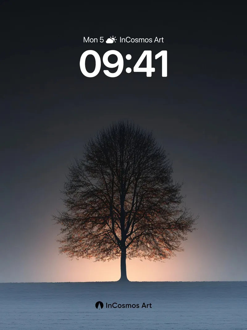 Solitary Ember Wallpaper with Frost-Covered Silence