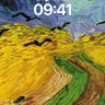 Storm-Whipped Wheatfield Wallpaper with Flying Crows wallpaper for iPhone, iPad & Mac