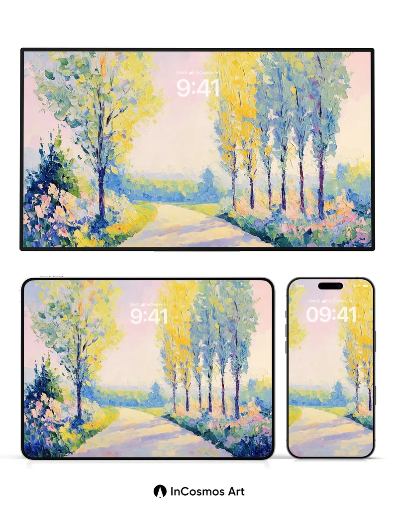 Serenity Pathway Wallpaper with Soft Light Hues