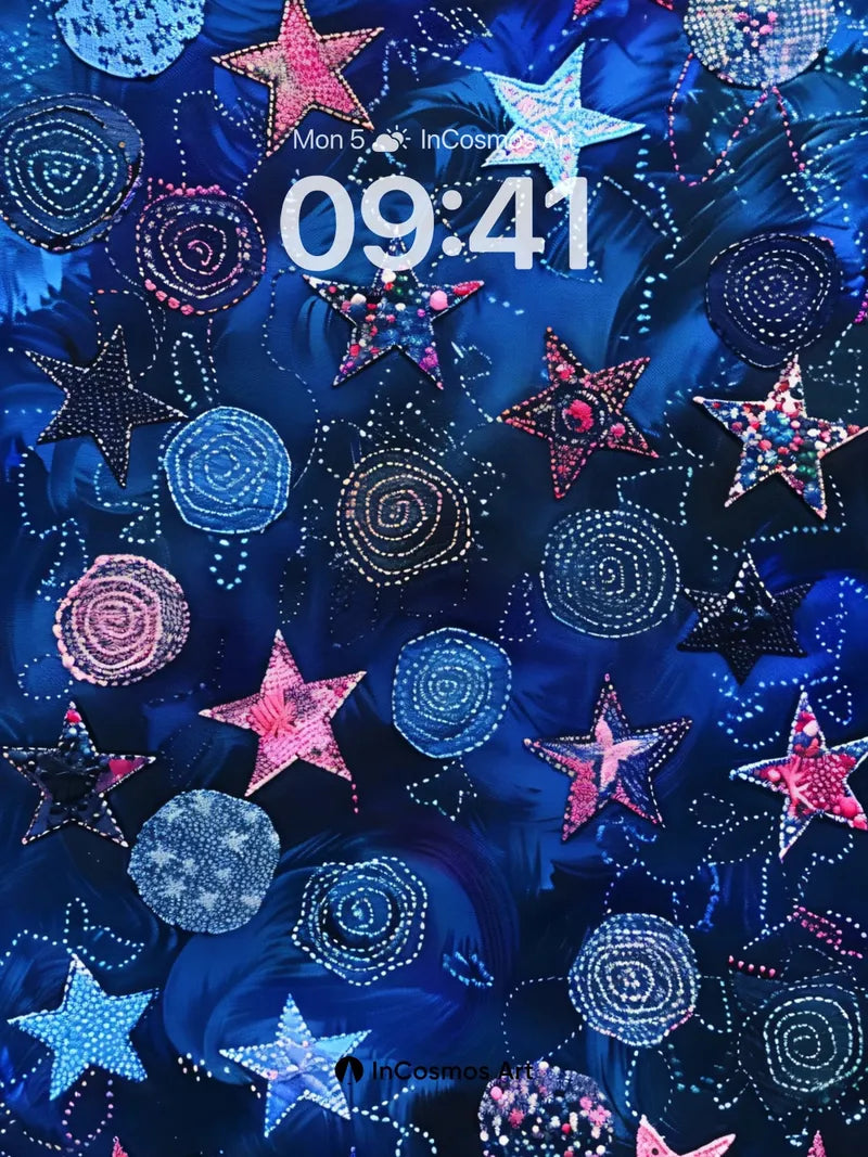 Cosmic Embroidery Wallpaper with Twinkling Stars wallpaper for iPhone, iPad & Mac