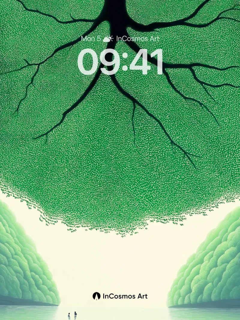 Serenity Tree Canopy Wallpaper with Floating Roots wallpaper for iPhone, iPad & Mac