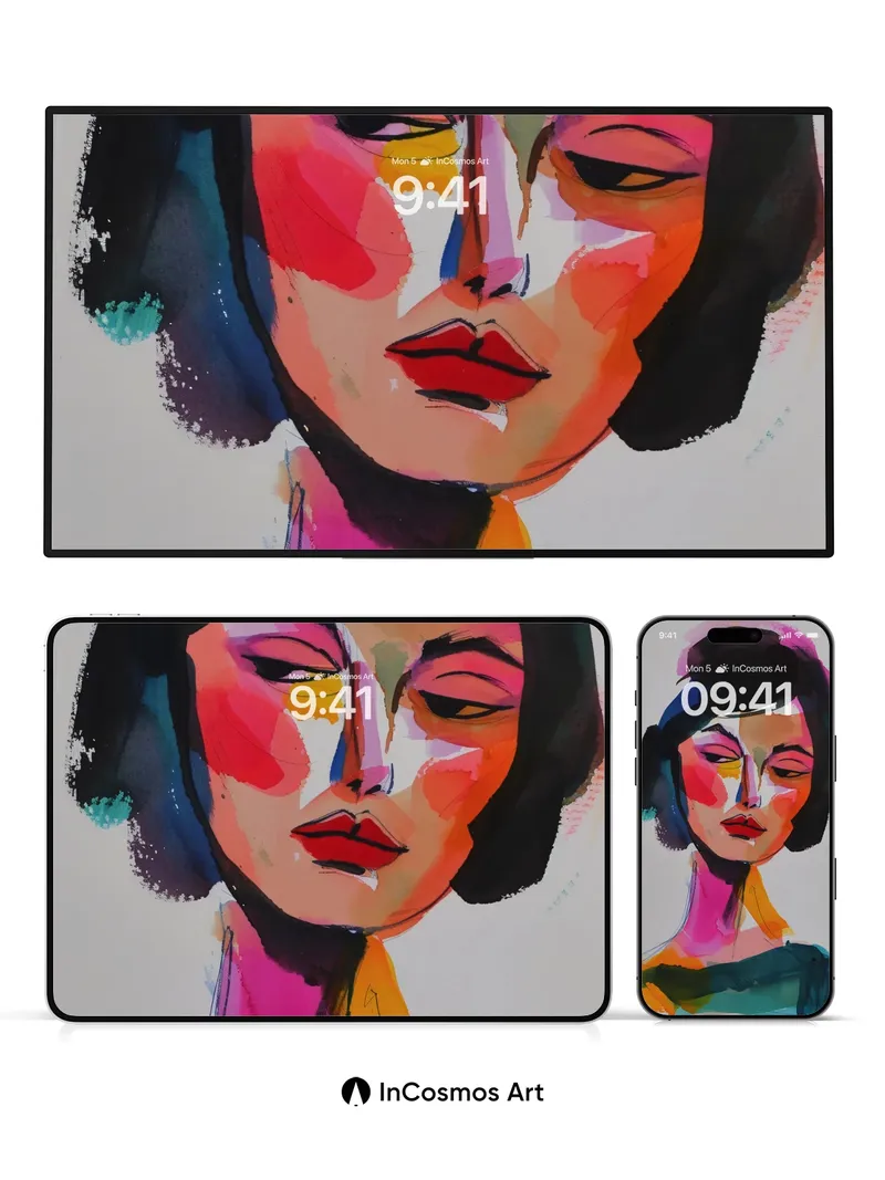 Cubist Bloom Wallpaper with Chromatic Shadows