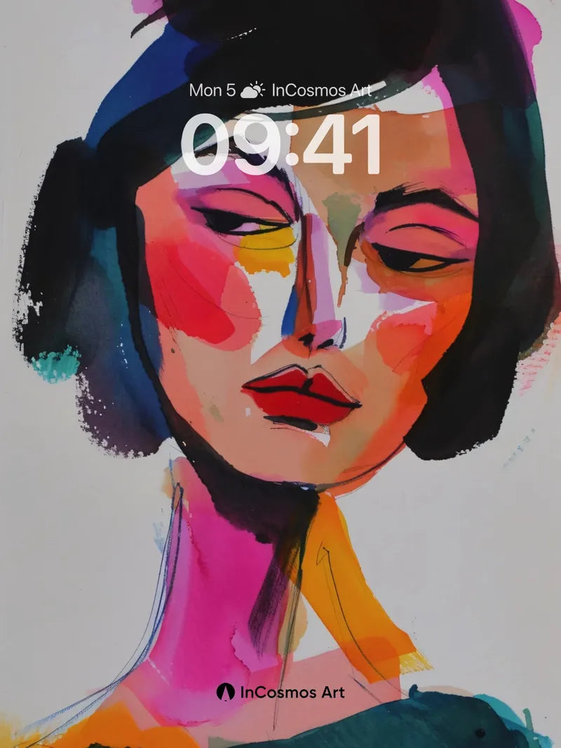 Cubist Bloom Wallpaper with Chromatic Shadows wallpaper for iPhone, iPad & Mac