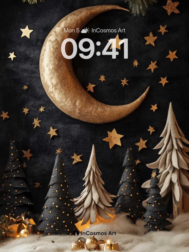 Midnight Forest Wallpaper with Golden Moonlight